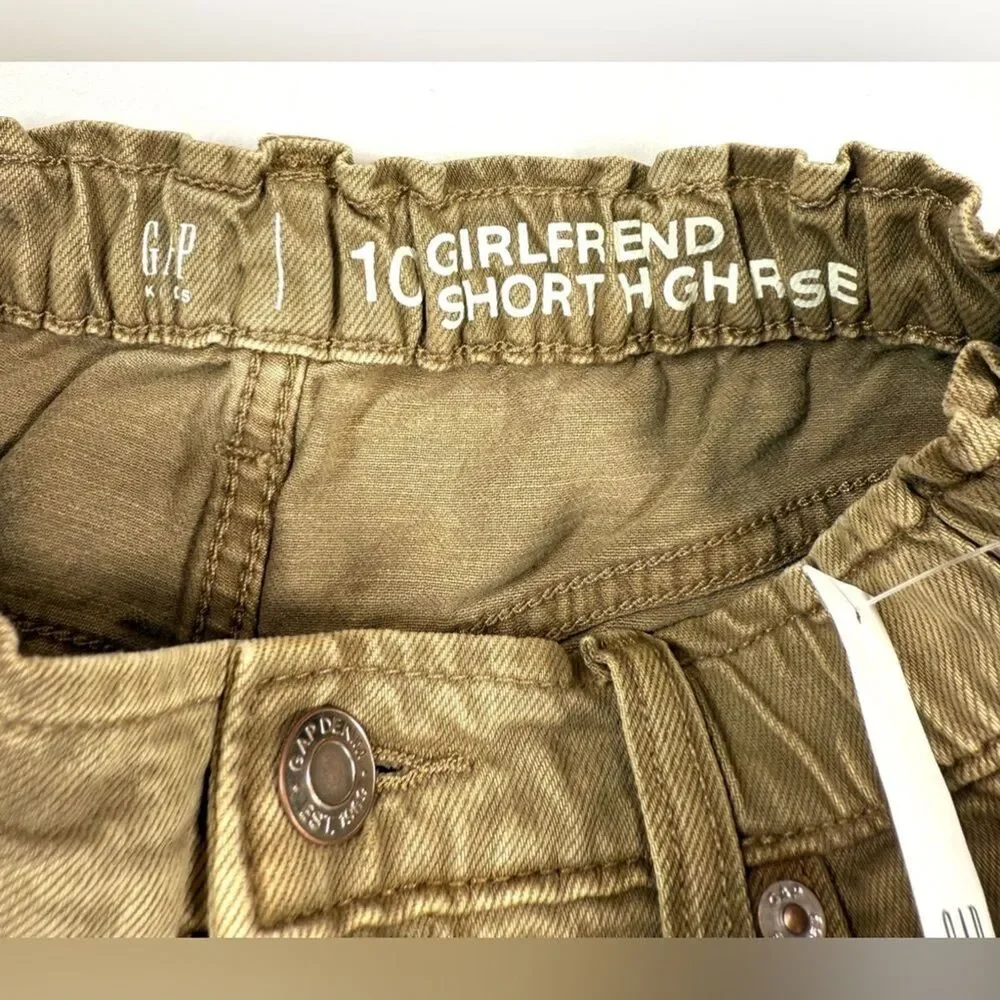 NWT GAP Kids Girlfriend Denim Short High Rise 10 Classic Frayed Khaki NEW